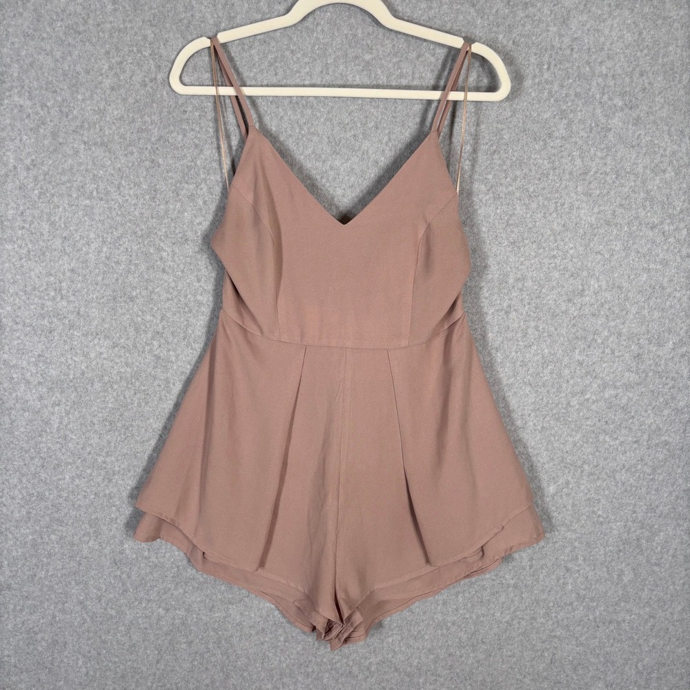 NEW L'Atiste Romper Medium Tan Layered Back Tie Beach Neutral‎ Minimal Vacation